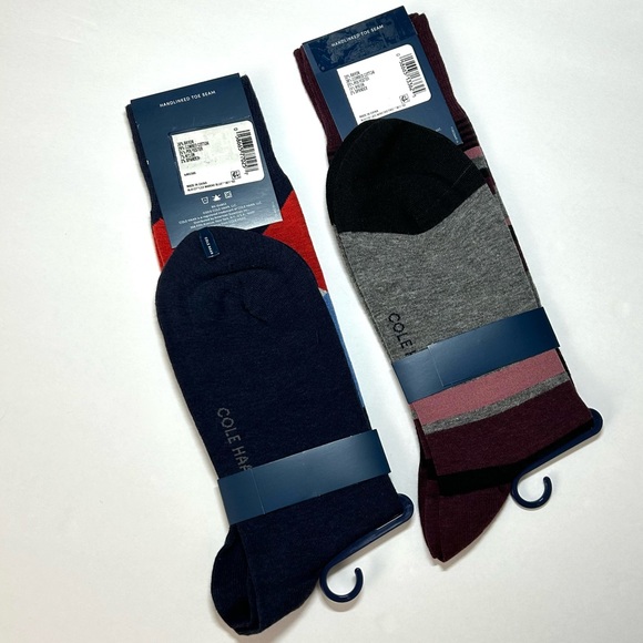 Cole Haan Men’s Dress Socks Multi-Color Cotton Blend 2 Pairs Bundle Shoe Sz 7-12 - Picture 8 of 16